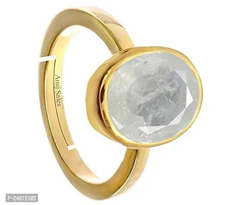 13.25 Ratti /12.00 Carat Natural AAA++ Quality White Sapphire Astrological Purpose Gold Plated Ring for Men and Women's-thumb3