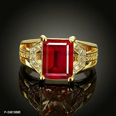 SIDHARTH GEMS 5.25 Ratti 4.45 Carat Natural Ruby Manik Gemstone Gold Plated Adjustable Ring For Men And Women-thumb3