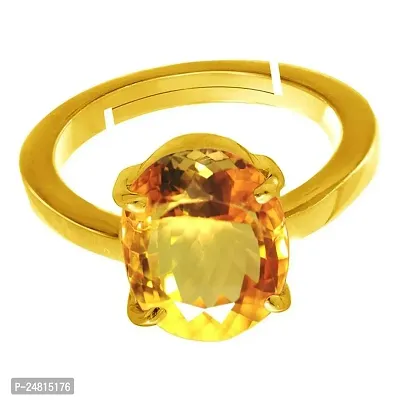 SIDHARTH GEMS 13.25 Carat 12.00 Ratti Citrine Ring Sunela Certified Natural Original Oval Cut Precious Gemstone Citrine Gold Plated Adjustable Ring Size 16-24 November Birthstone for Unisex-thumb3