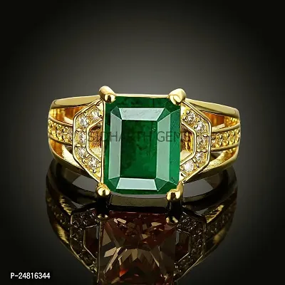 Jemskart 15.25 Ratti 14.00 Carat Certified Natural Emerald Panna Panchdhatu Adjustable Rashi Ratan Gold Plating Ring for Astrological Purpose Men  Women-thumb3