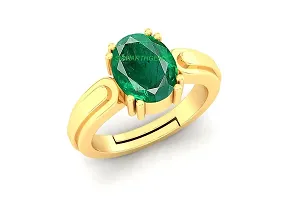 SIDHARTH GEMS 3.00 Carat Certified Natural Emerald Panna Panchdhatu Adjustable Rashi Ratan Gold Plating Ring for Astrological Purpose Men  Women{Lab Approved}-thumb2