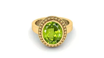 SIDHARTH GEMS 14.00 Carat Certified Natural Green Peridot Gemstone Gold panchdhatu metal Adjustable Ring/Anguthi for Men and Women-thumb1