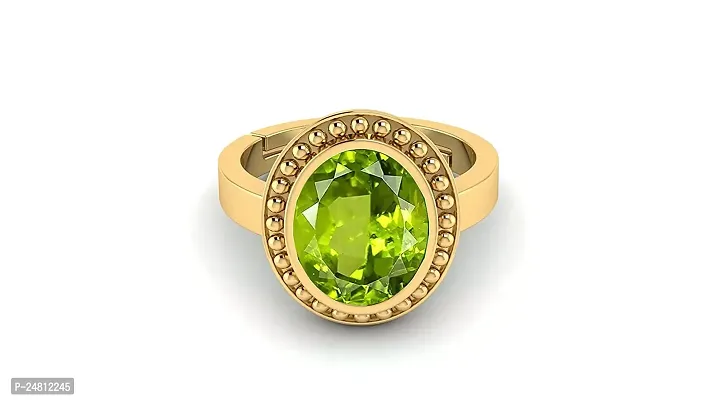 SIDHARTH GEMS 14.00 Carat Certified Natural Green Peridot Gemstone Gold panchdhatu metal Adjustable Ring/Anguthi for Men and Women-thumb2