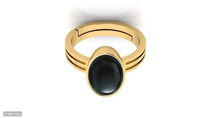 SIDHARTH GEMS 8.00 Ratti 7.00 Carat Sulemani Hakik Ring Original Natural Black Haqiq Precious Gemstone Hakeek Astrological Gold Plated Adjustable Ring Size 16-24 for Men and Women-thumb4