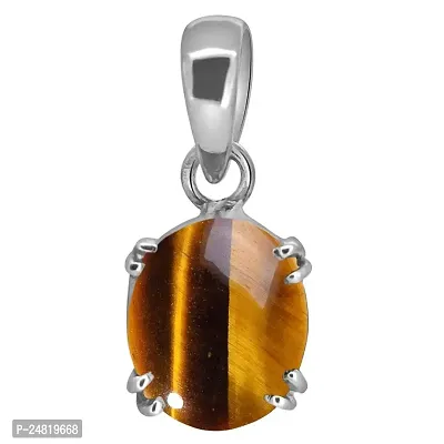 Tiger's Eye Stone Ashtadhatu Pendant 5.25 Ratti Rashi Ratna Natural and Certified Locket Unheated and Untreated Gems for Astrological Purpose for Men and Women