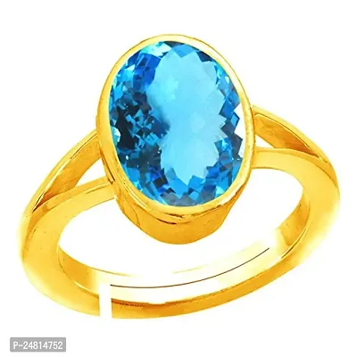 SIDHARTH GEMS Certified 3.25 Ratti 2.00 Carat Special Quality Blue Topaz Free Size Adjustable Ring Gold Plated Gemstone by Lab Certified(Top AAA+) Quality for Man or Women-thumb2