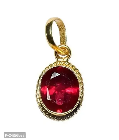 Sidharth Gems Certified 10.25 Ratti / 9.00 Carat A+ Quality Natural Ruby Manik Ashtadhatu Gold Plated Pendant/Locket Gemstone by Lab Certified(Top A+) Quality