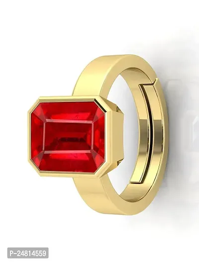 Sidharth Gems 7.25 Ratti 6.25 Carat Natural Ruby Manik Loose Gemstone Gold Plated Birthstone Astrology Rashi Ratan Adjustable Ring for Men  Women-thumb3