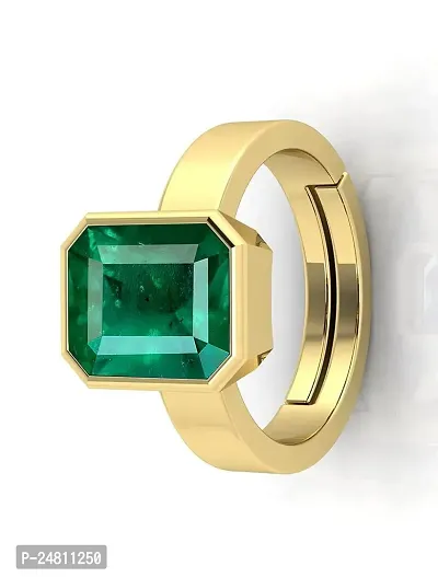 Sidharth Gems 7.00 Ratti Certified Natural Emerald Panna Panchdhatu Adjustable Rashi Ratan Gold Plating Ring for Astrological Purpose Men  Women by Lab Certifeid-thumb3