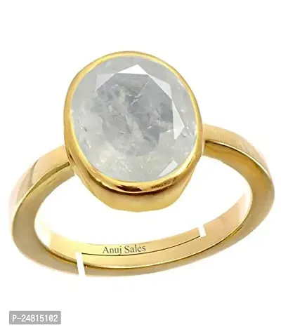 13.25 Ratti /12.00 Carat Natural AAA++ Quality White Sapphire Astrological Purpose Gold Plated Ring for Men and Women's