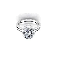 SIDHARTH GEMS 7.25 Ratti Silver Plated Adjustable Zircon American Diamond Stone Ring for Men and Women-thumb3