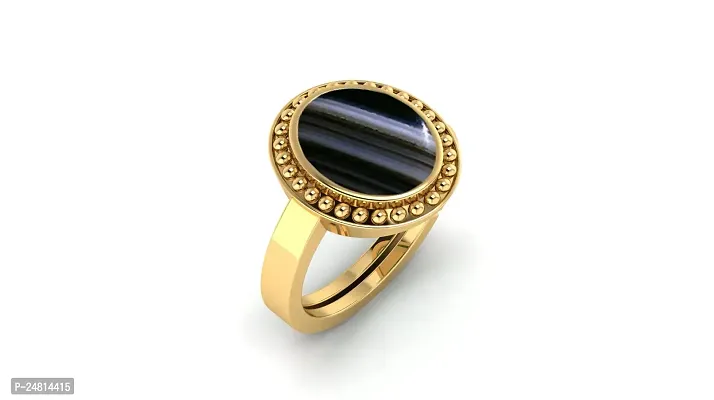 SIDHARTH GEMS 4.00 Carat Black Onyx Stone Ashtdhatu Adjustable Ring Certified Sulemani Kaala hakik Gemstone Ashta dhatu Free Size Anguthi untreated for Men and Women Gold matel Ring-thumb2