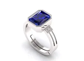 Sidharth Gems Blue Sapphire Adjustable Ring Silver Plated 18.00 Carat Unheated and Untreated Neelam Natural Ceylon Gemstone for Men and Women-thumb2