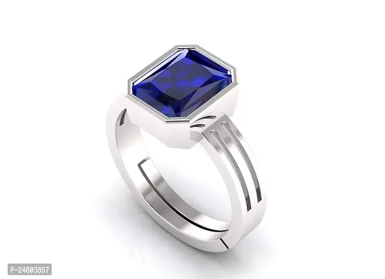 Sidharth Gems Blue Sapphire Adjustable Ring Silver Plated 18.00 Carat Unheated and Untreated Neelam Natural Ceylon Gemstone for Men and Women-thumb3