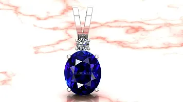 SIDHARTH GEMS Blue Sapphire Silver Plated Pendant Locket 7.00 Ratti 6.00 Carat Unheated and Untreated Neelam Natural Ceylon Gemstone for Men and Women-thumb1