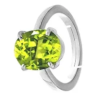 Sidharth Gems 3.00 Ratti Certified Natural Green Peridot Gemstone Silver Plated Adjustable Ring/Anguthi for Men and Women-thumb2