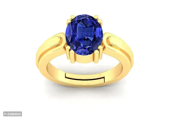 SIDHARTH GEMS Unheated Untreatet 13.00 Carat AAA+ Quality Natural Blue Sapphire Neelam Gold Plated Adjustable Gemstone Ring for Women's and Men's {Lab - Certified}-thumb2