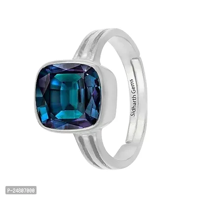 Sidharth Gems Certified Unheated Untreatet 2.25 Ratti 1.32 Carat A+ Quality Natural Alexandrite Ring Silver Plated for Women's and Men's-thumb3