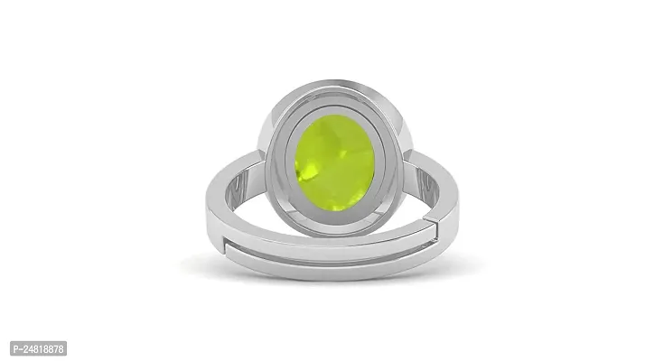 SIDHARTH GEMS 11.00 Carat Certified Natural AAA++ Quality Peridot Loose Gemstone Silver Plated panchdhatu Adjustable Silver Ring for Men and Women ( Lab -Approved )-thumb4