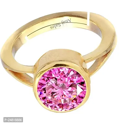 Jemskart 11.25 Ratti 10.00 Carat Natural Pink Zircon Stone Adjustable Ring American Diamond Original Certified Gemstone Gold Plated Panchdhatu  Ashtadhatu Ring for Men and Women (Lab - Certified)-thumb4