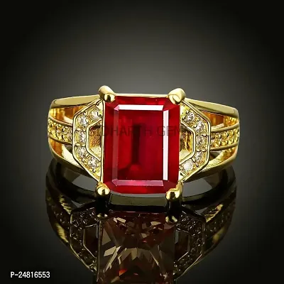 SIDHARTH GEMS 9.25 Ratti 8.50 Carat A+ Quality Natural Burma Ruby Manik Gemstone Gold Plated Ring for Women's and Men's(GGTL Lab Certified)-thumb3