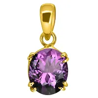 SIDHARTH GEMS 6.25 Ratti 5.00 Carat Special Quality Natural Katela Amethyst Gold Plated Pendant/Locket Gemstone by Lab Certified(Top AAA+) Quality Fo Man or Women-thumb1