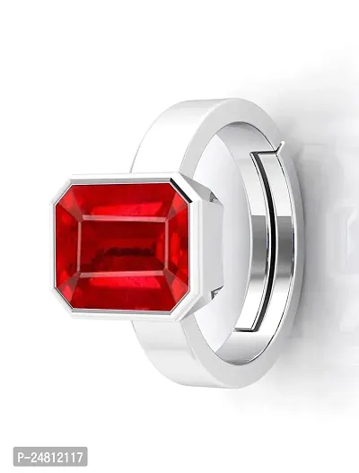 Sidharth Gems 11.00 Ratti 10.00 Carat A+ Quality Natural Burma Ruby Manik Unheated Untreatet Gemstone Silver Plated Ring for Women's and Men's{GGTL Lab Certified}-thumb3