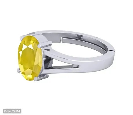 SIDHARTH GEMS 7.55 carat A+ Quality Natural Yellow Sapphire Pukhraj Gemstone Silver Plated Ring for Women's and Men's (Lab Certified)-thumb4