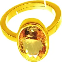 SIDHARTH GEMS 13.25 Carat 12.25 Ratti Citrine Ring Sunela Certified Natural Original Oval Cut Precious Gemstone Citrine Gold Plated Adjustable Ring Size 16-24 November Birthstone for Unisex-thumb3