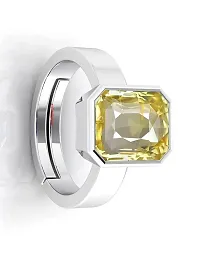 Sidharth Gems 4.25 Ratti 3.00 Carat Unheated Untreatet A+ Quality Natural Yellow Sapphire Pukhraj Gemstone Silver Plated Ring for Women's and Men's {Lab Certified}-thumb1