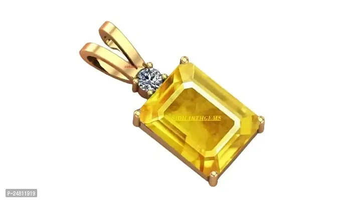 Sidharth Gems 8.25 Ratti 7.00 Carat Unheated Untreatet A+ Quality Natural Yellow Sapphire Pukhraj Gemstone Gold Plated Pendant Locket for Women's and Men's {Lab Certified}-thumb0