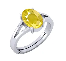 SIDHARTH GEMS 7.55 carat A+ Quality Natural Yellow Sapphire Pukhraj Gemstone Silver Plated Ring for Women's and Men's (Lab Certified)-thumb1