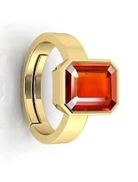 Sidharth Gems 8.00 Ratti /7.00 Carat Certified Natural Gemstone Gomed Hessonite Stone Panchdhaatu Adjustable Ring Gold Plated Ring for Man and Women-thumb1