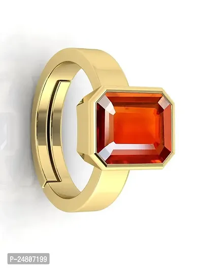 Sidharth Gems 8.00 Ratti /7.00 Carat Certified Natural Gemstone Gomed Hessonite Stone Panchdhaatu Adjustable Ring Gold Plated Ring for Man and Women-thumb2