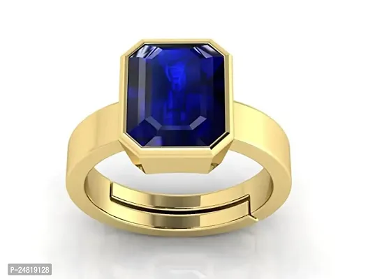 SIDHARTH GEMS Gemstone Ratna Blue Sapphire Neelam Gemstone Gold Plated Ring for Women and Men (11.00 Carat to 12.00 ratti) by Lab Certified