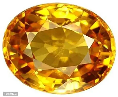 Sidharth Gems 11.25 Ratti 10.00 Carat Cultured Yellow Sapphire Gemstone Certified Cultured Pukhraj Stone Lab Tested Astrological Purpose