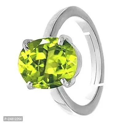 Sidharth Gems 12.00 Carat Certified Natural AAA++ Quality Peridot Loose Gemstone Silver Plated panchdhatu Adjustable Silver Ring for Men and Women { Lab -Approved }-thumb3