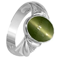 SIDHARTH GEMS 12.25 Ratti 11.00 Carat Cat's Eye Lehsunia Stone Ring Silver Adjustable Ring for Men-thumb1