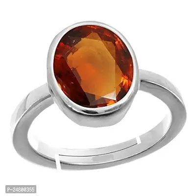 Sidharth Gems 11.25 Ratti 10.00 Carat Certified AA++ Natural Gemstone Gomed Hessonite Stone Panchdhaatu Adjustable Ring Silver Plated Ring for Man and Women{Lab - Tested}-thumb3