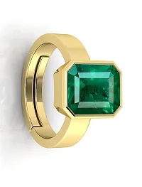 JEMSKART 6.25 Ratti 5.00 Carat Certified Natural Emerald Panna Panchdhatu Adjustable Rashi Ratan Gold Plating Ring for Astrological Purpose Men  Women-thumb1