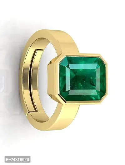 JEMSKART 6.25 Ratti 5.00 Carat Certified Natural Emerald Panna Panchdhatu Adjustable Rashi Ratan Gold Plating Ring for Astrological Purpose Men  Women-thumb2