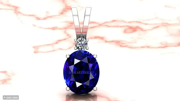 SIDHARTH GEMS Blue Sapphire Silver Plated Pendant Locket 20.25 Ratti 19.00 Carat Unheated and Untreated Neelam Natural Ceylon Gemstone for Men and Women-thumb2