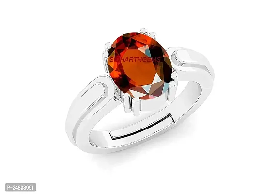 Sidharth Gems 14.00 Carat Certified A+ Quality Natural Hessonite Garnet Gomed Adjustable Silver Ring Loose Gemstone for Women's and Men's-thumb3