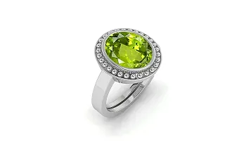 Sidharth Gems 14.50 Carat Certified Natural AAA++ Quality Peridot Loose Gemstone Silver Plated panchdhatu Adjustable Silver Ring for Men and Women { Lab -Approved }-thumb1