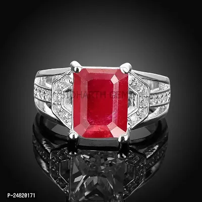 SIDHARTH GEMS 2.25 Ratti 1.50 Carat Ruby Manik Original Certified Silver Plated Gemstone Ring With Lab Certificate-thumb3