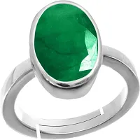 SIDHARTH GEMS Green, 8.25 Ratti 7.30 Carat Natural Emerald Adjustable Silver Panna Ring Certified for Women's and Men's-thumb2