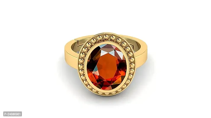 Sidharth Gems 3.25 Ratti / 2.70 Carat Natural Gomed Stone Astrological Gold Ring Adjustable Gomed Hessonite Astrological Gemstone for Men and Women {Lab - Tested}-thumb3