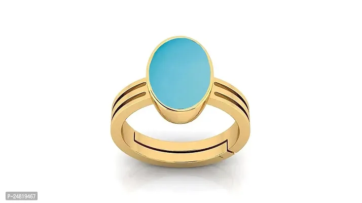 SIDHARTH GEMS 11.25 Ratti 10.41 crt Turquoise Firoza Sky Blue Gemstone Panchdhatu Adjustable Gold Plated Ring for Men and Women