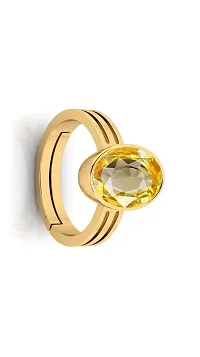 Certified Unheated Untreatet 7.00 Carat A+ Quality Natural Yellow Sapphire Pukhraj Gemstone Gold Plated Ring for Women's and Men's-thumb1