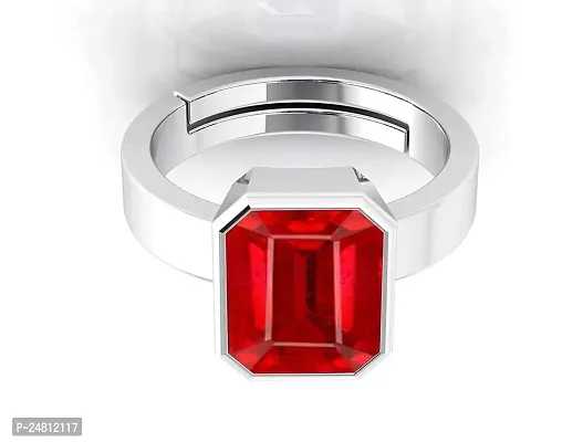 Sidharth Gems 11.00 Ratti 10.00 Carat A+ Quality Natural Burma Ruby Manik Unheated Untreatet Gemstone Silver Plated Ring for Women's and Men's{GGTL Lab Certified}-thumb4